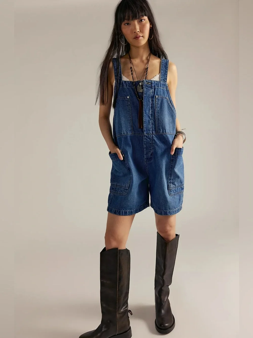 NWT! Free People We The Free Set It Off Long Shortalls Sz Medium